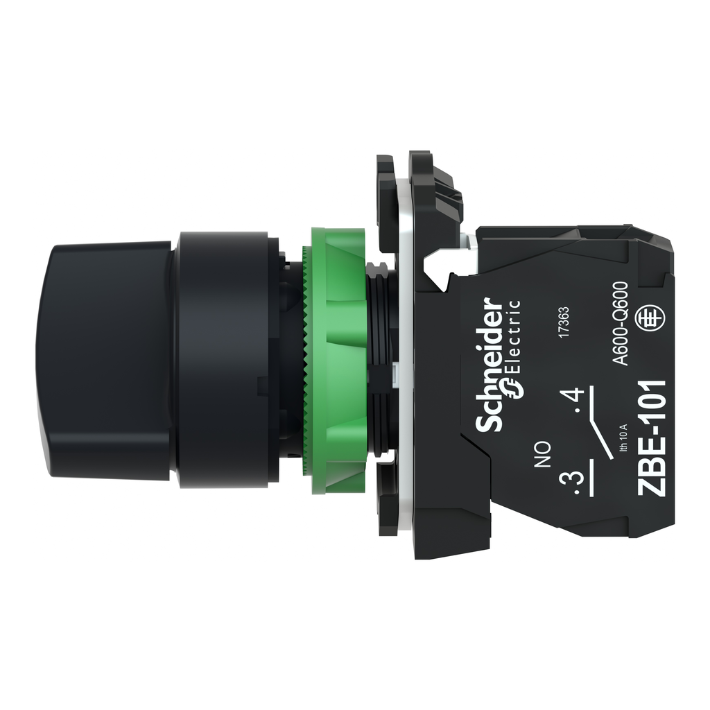 Harmony XB5 - bouton tournant à manette - Ø22 - 2 pos à rap. - noir - 1F - vis