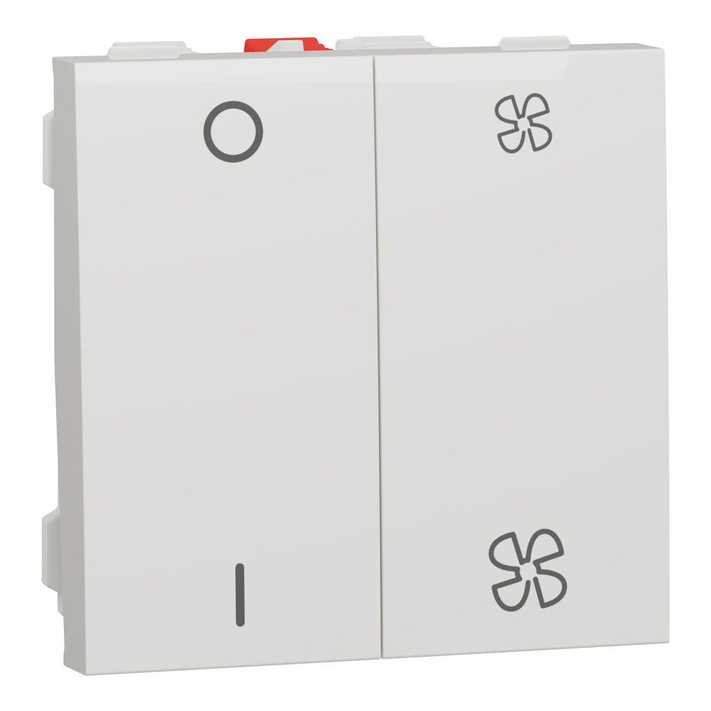 Unica - commande VMC - ON/OFF + 2 vitesses - 10A - 2 mod - Blanc - méca seul