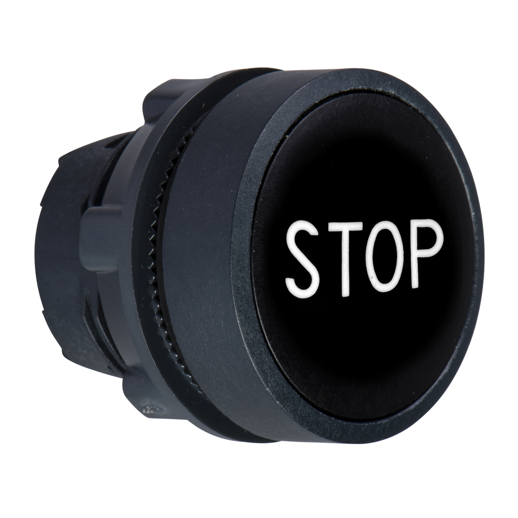 Harmony XB5 - tête bouton poussoir - affleurant - Ø22 - noir - texte 'STOP'