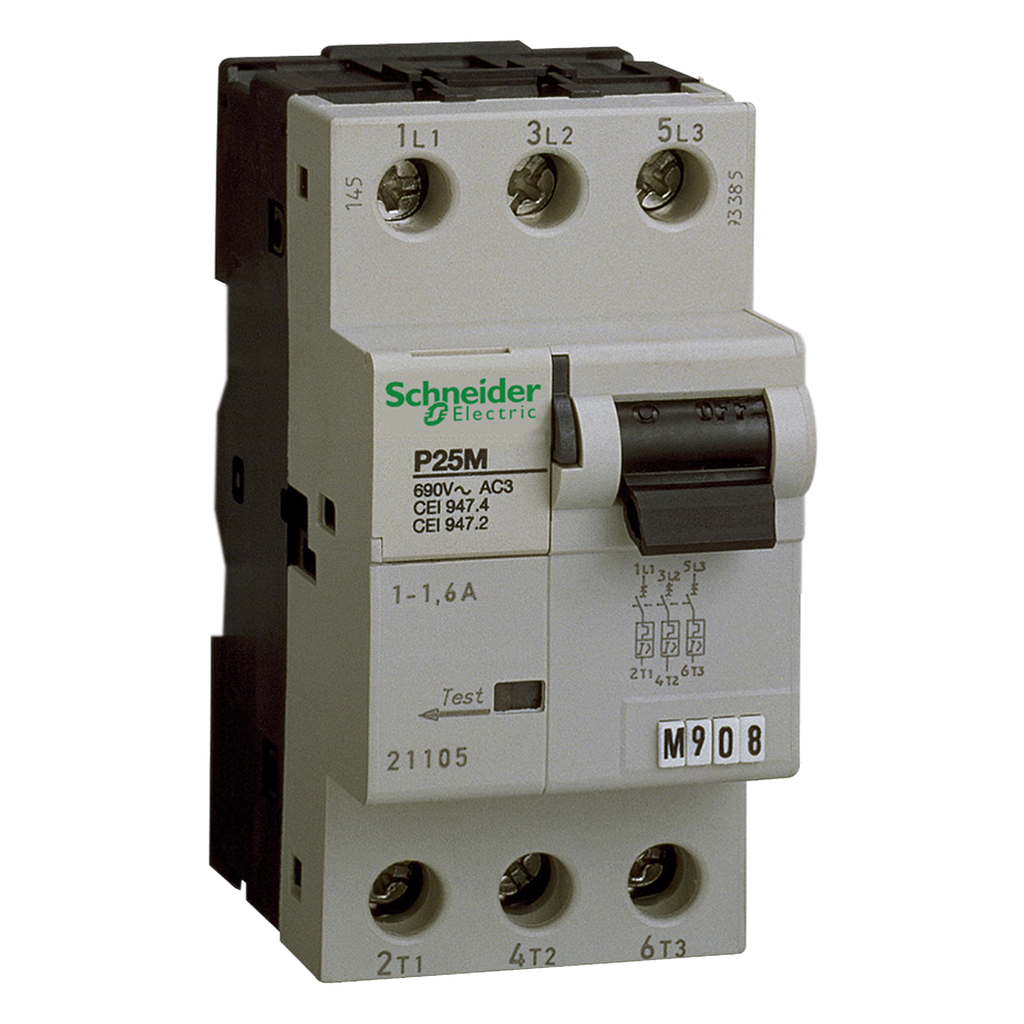 P25M - disjoncteur moteur - 10A - 3P 3d - déclencheur magnétothermique