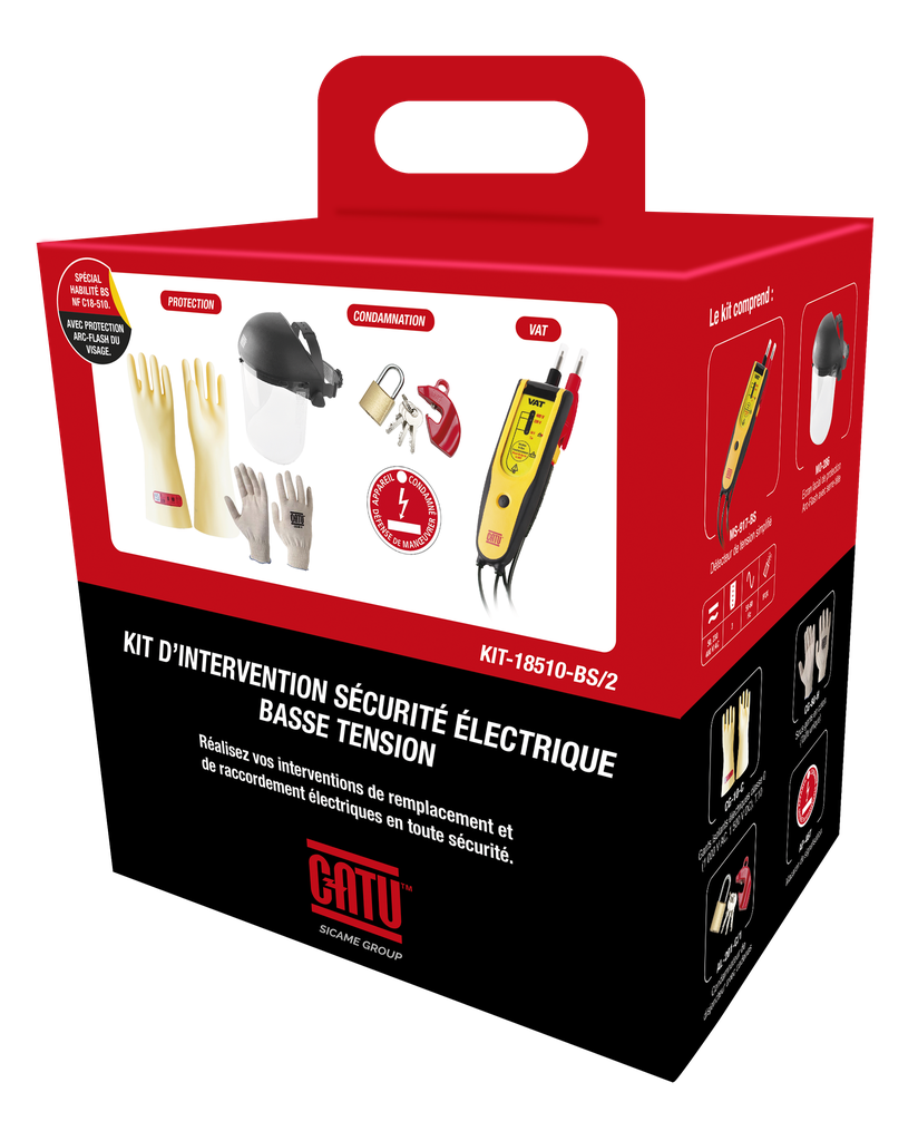 Kit de protection BT, NF C18-510, pour habilitation BS, avec écran facial.