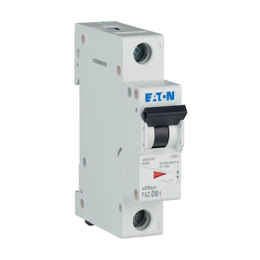 Disjoncteur modulaire FAZ, 6A, 1P, 15kA (IEC/EN 60947-2), courbe D