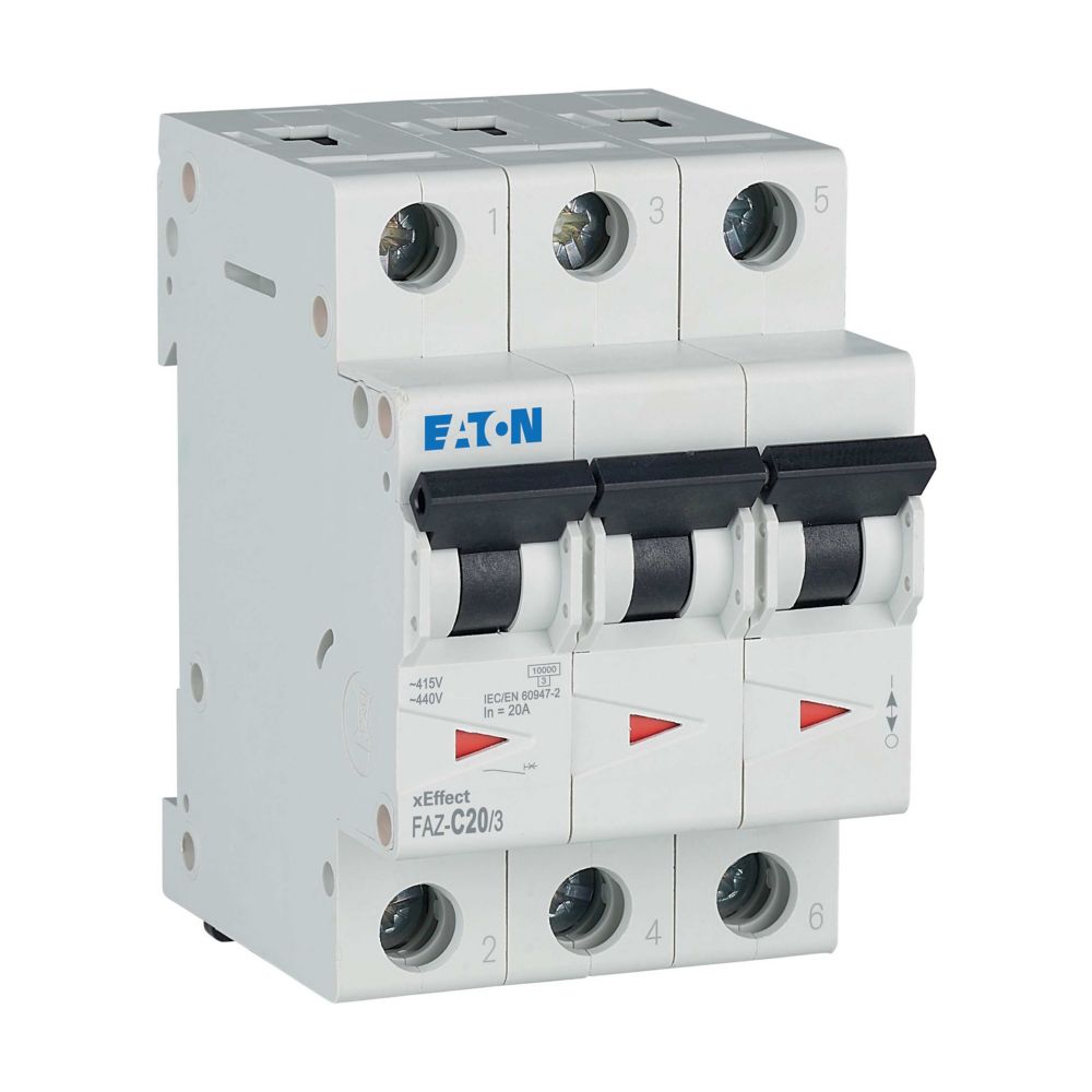 Disjoncteur modulaire FAZ, 20A, 3P, 15kA (IEC/EN 60947-2), courbe C