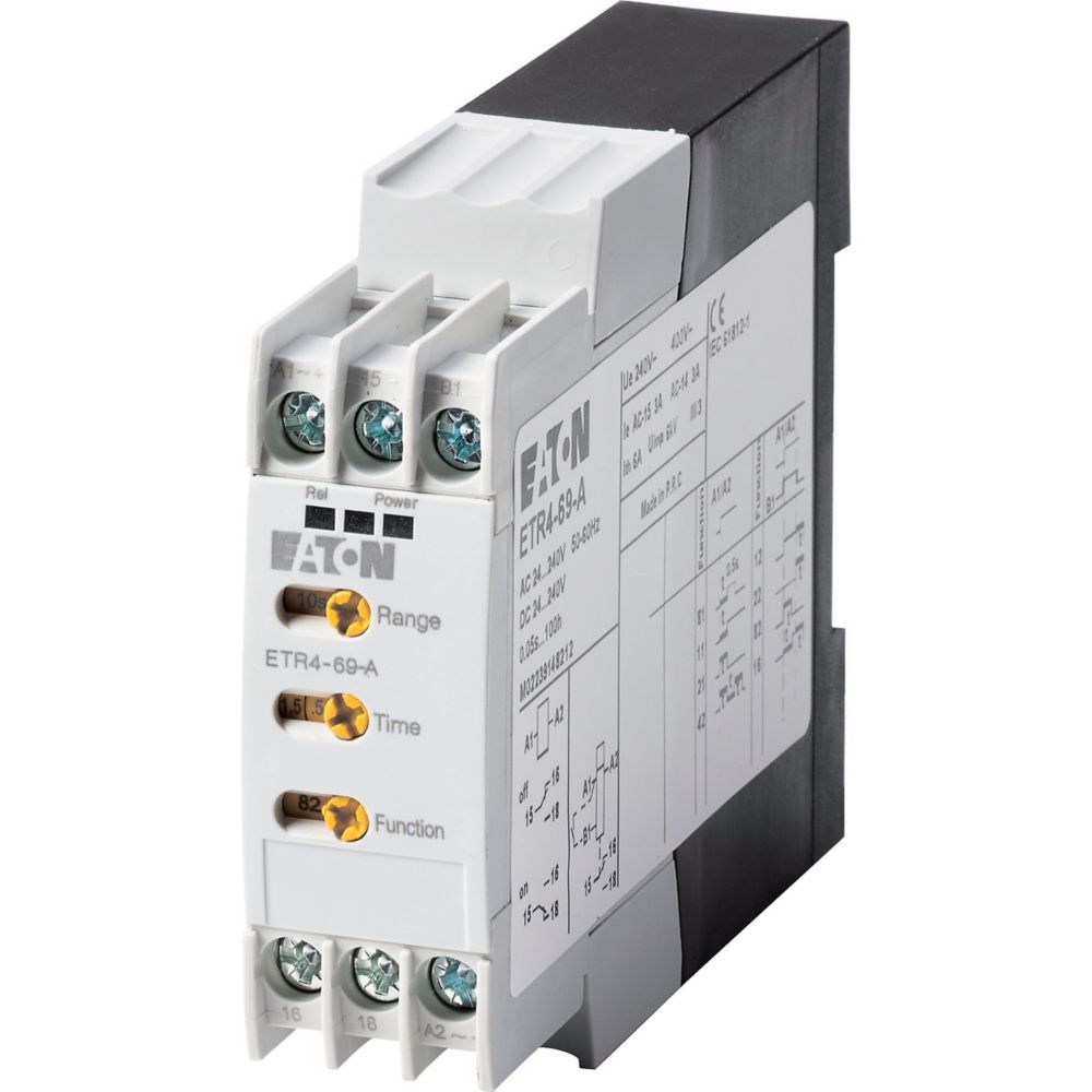 Relais temporisé, 1W, 0,05s-100h, multifonctions, 24-240VAC/DC
