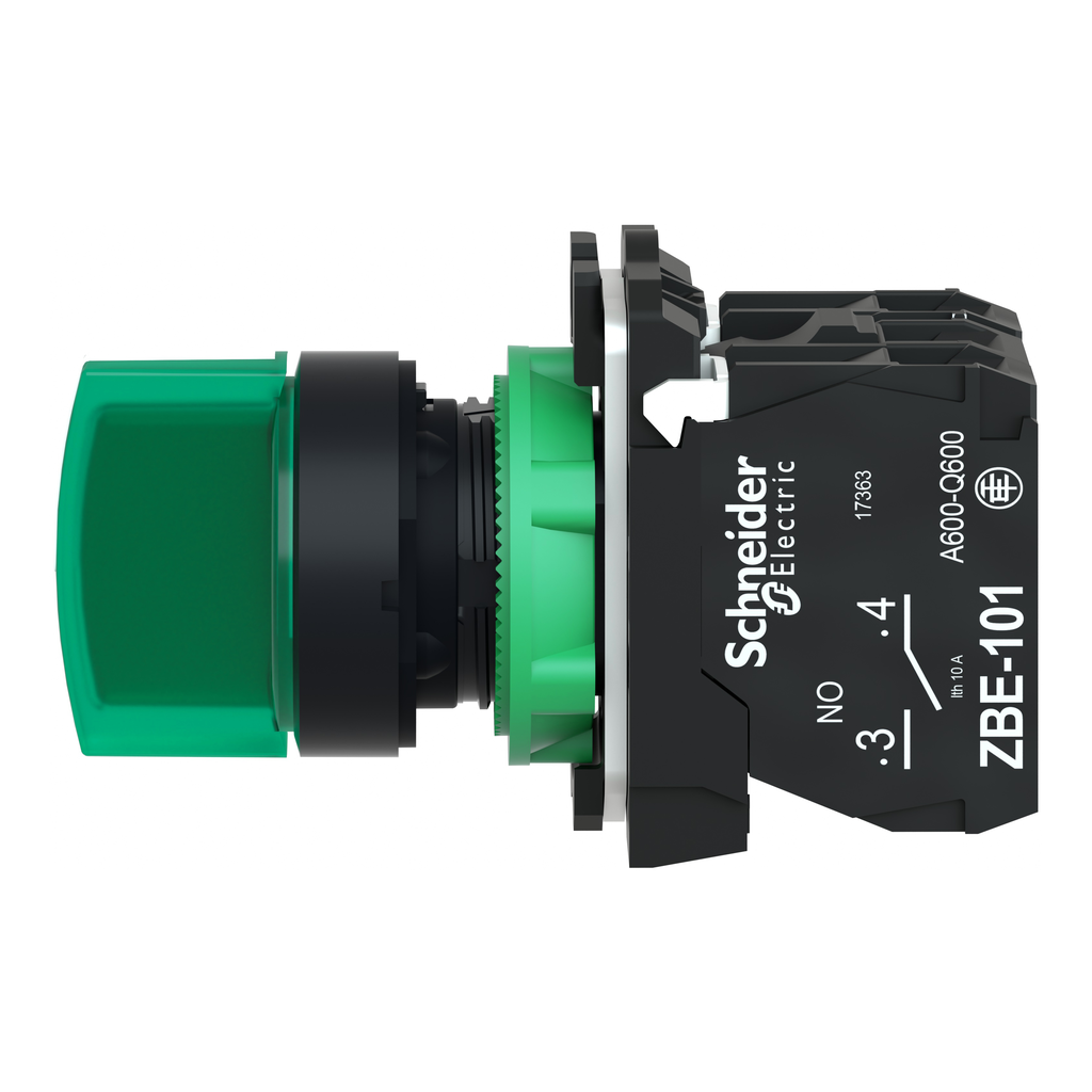 Harmony XB5 - Sélecteur lumineux - 3 positions Fixes - Vert - 1O+1F - 230/40CA