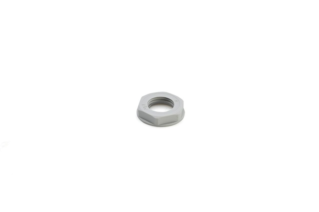Ecrou en polyamide avec collerette Pg 7 gris (RAL 7035)