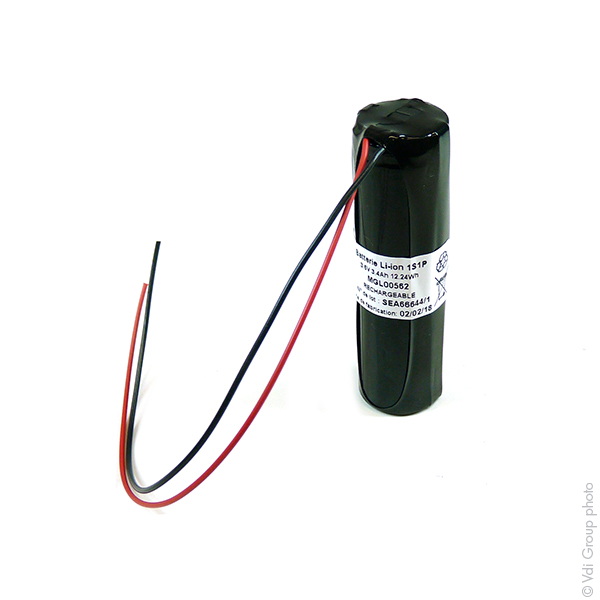 Unité(s) Batterie Li-Ion 1x 18650 1S1P + PCM 3.6V 3.4Ah Fil