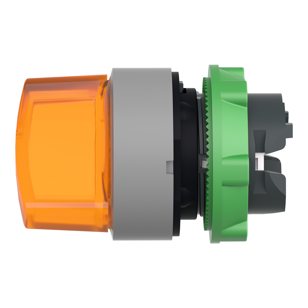 Harmony XB5 - tête bouton tournant lumin - Ø22 - col grise - 2 pos fix - orange
