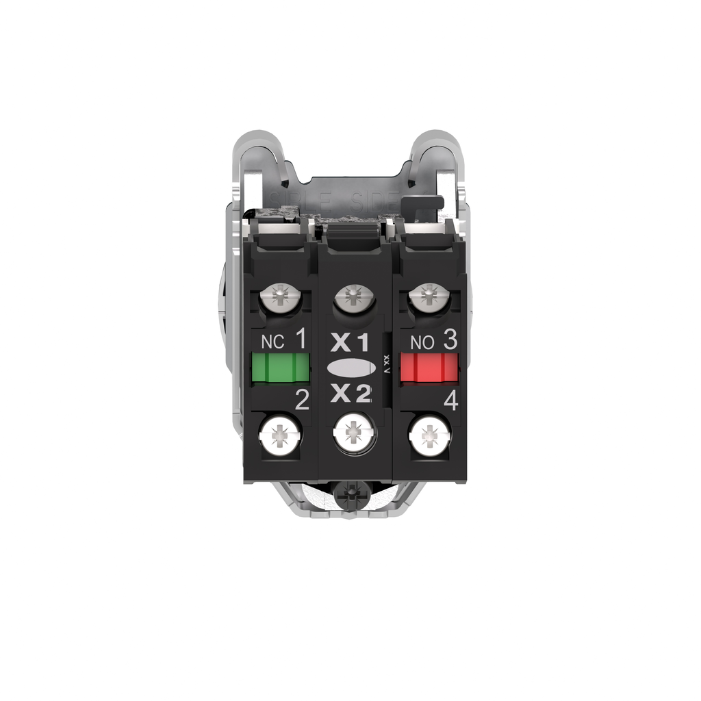 Harmony XB4 - bouton à man lumin - flush - 2 pos fix - vert - 1O+1F - 230V