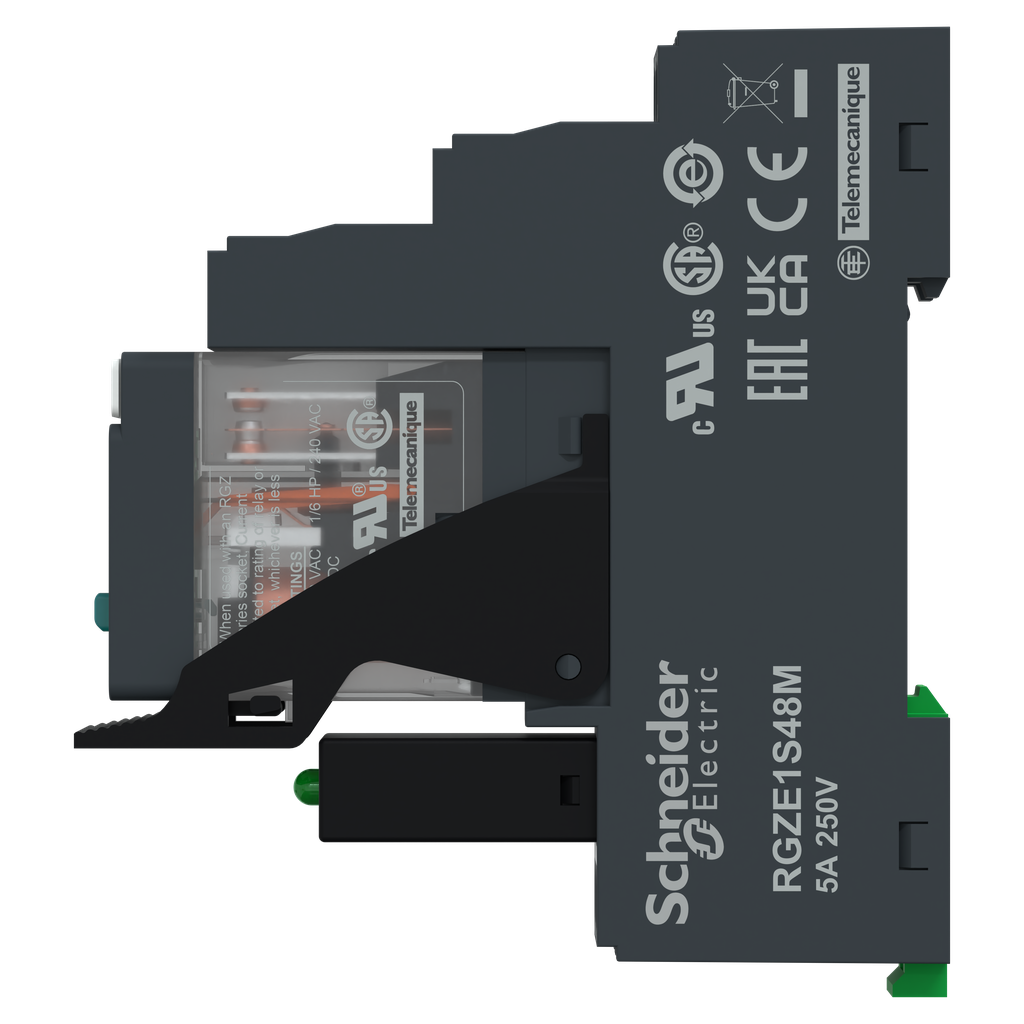 Harmony Relay RXG - relais embroc monté sur embase - test + DEL - 2OF 5A - 24VDC