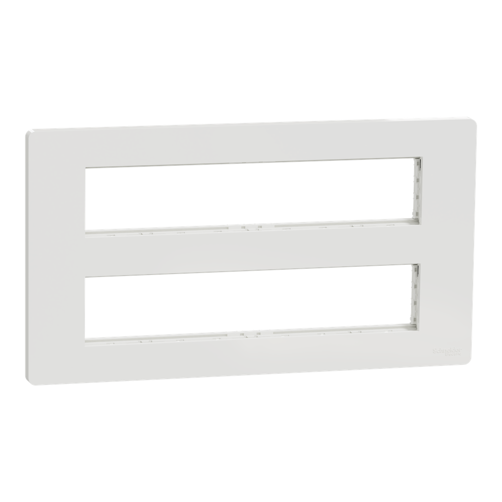 Unica - support fixation +plaque finition boîte concent 2 rang 10 mod - Blanc an