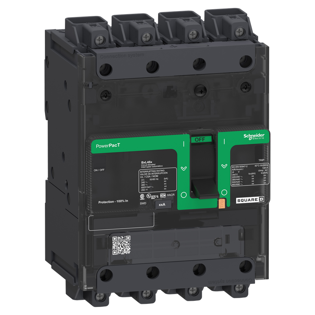 PowerPact B - disjoncteur BJ - 65kA 600Y/347V - TM50D - 4P - Everlink