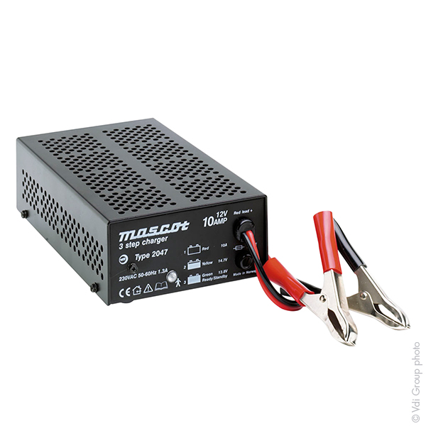 Unité(s) Chargeur plomb 12V/10A 230V Mascot 2047 - pinces crocodiles (Intelligen