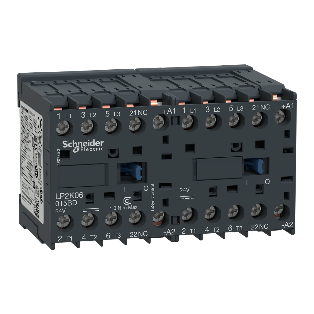 TeSys LP2K - contacteur inverseur - 3P - AC-3 440V - 9A - bobine 24Vcc