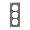 Odace Touch - plaque 3 postes verticaux 57mm ardoise avec liseré aluminium