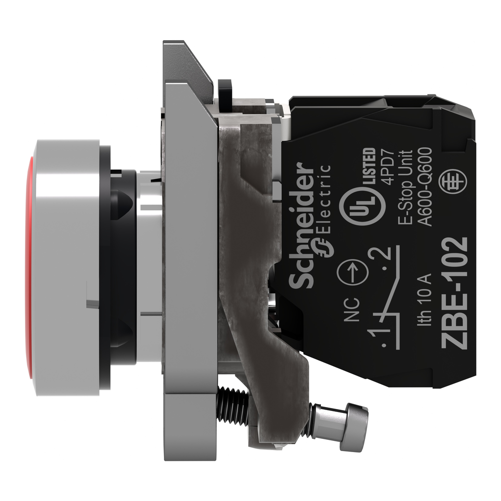 Harmony XB4 - bouton poussoir impulsion - Ø22 - marqué - rouge - 1O - vis étrier