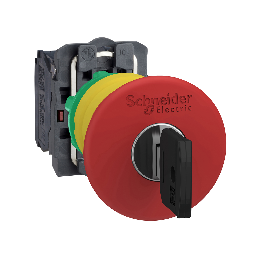 Harmony XB5 - bouton arrêt urgence - Ø40 - à clé 455E - rouge - 1O - vis