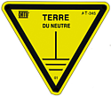 Pancarte triangulaire en alu. (ep. 0,5 mm) pour identification terre du neutre.