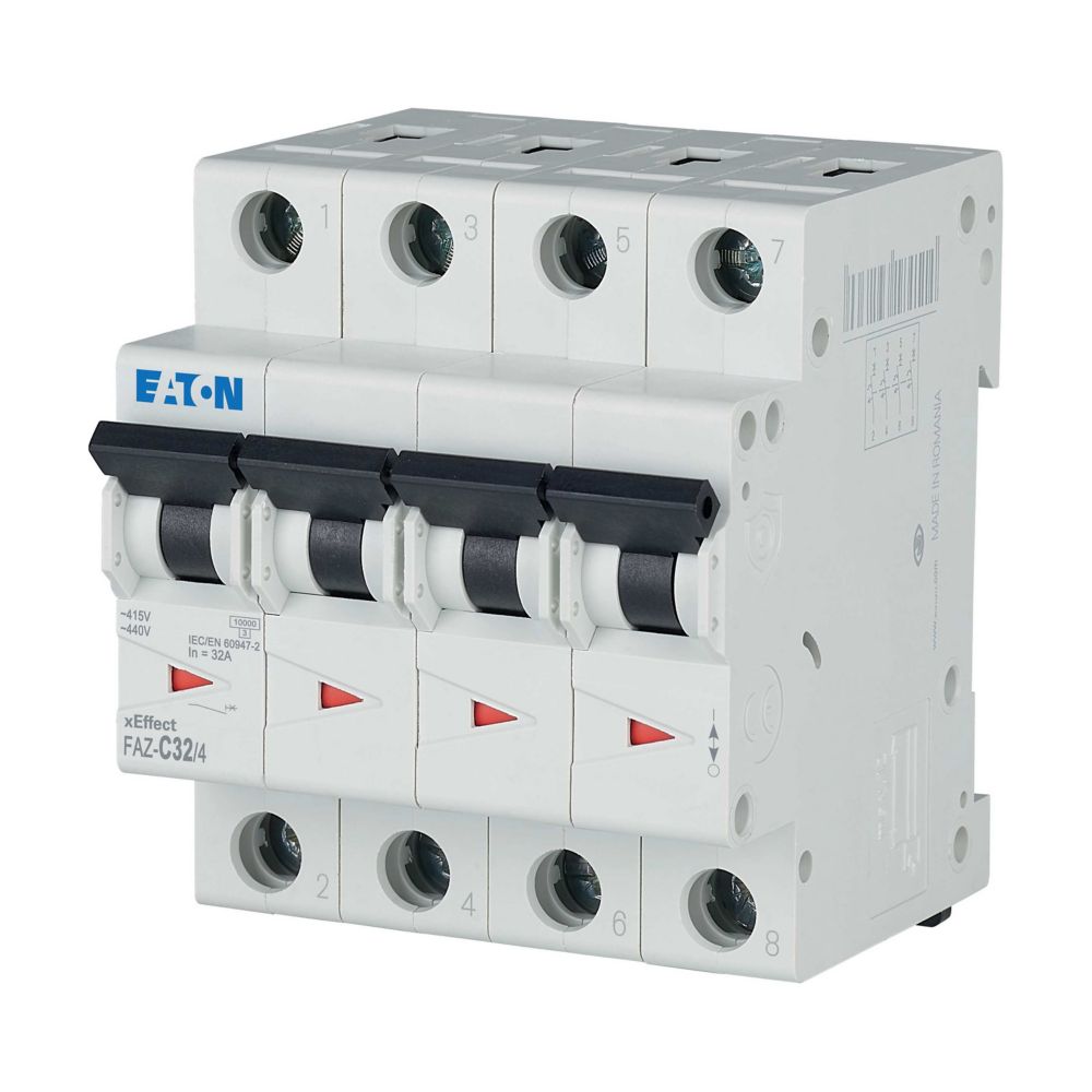 Disjoncteur modulaire FAZ, 32A, 4P, 15kA (IEC/EN 60947-2), courbe C