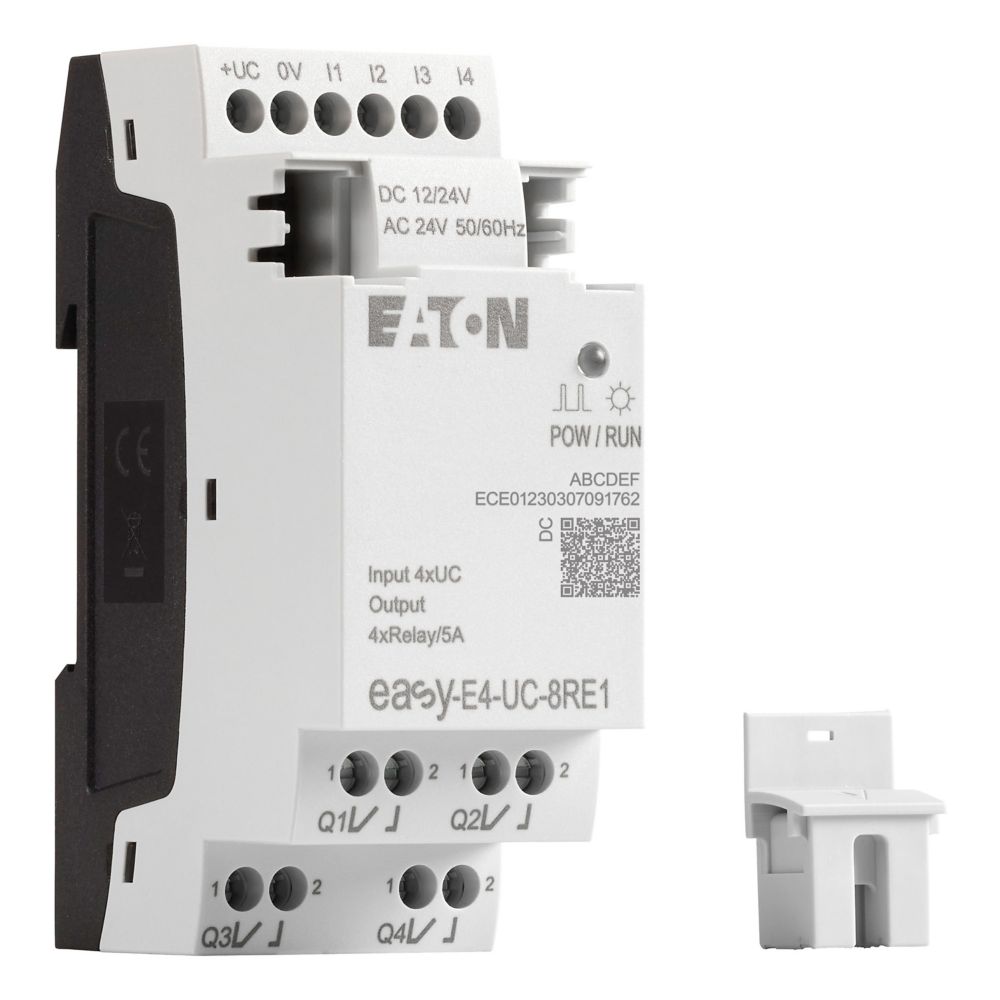 Extension E/S, 12/24 V DC, 24 V AC, 4 entrées TOR, 4 sorties relais