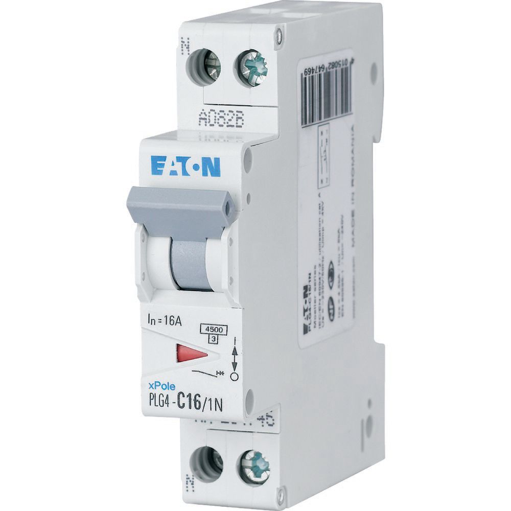 Disjoncteur modulaire, 1P+N, 16A, courbe C, 4,5kA (EN 60898)