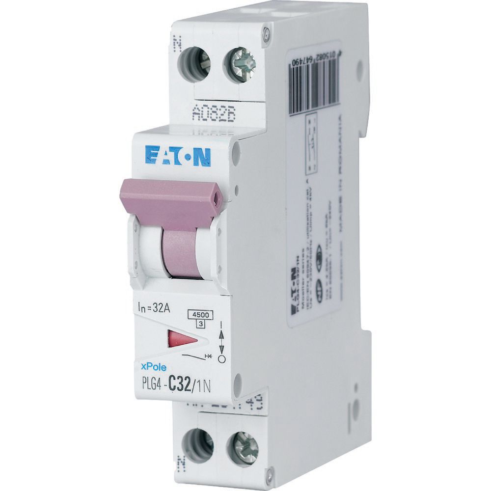 Disjoncteur modulaire, 1P+N, 32A, courbe C, 4,5kA (EN 60898)