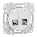 Odace - prise double RJ45 - Cat6 STP grade 2TV min à grade 3TV - blanc craie