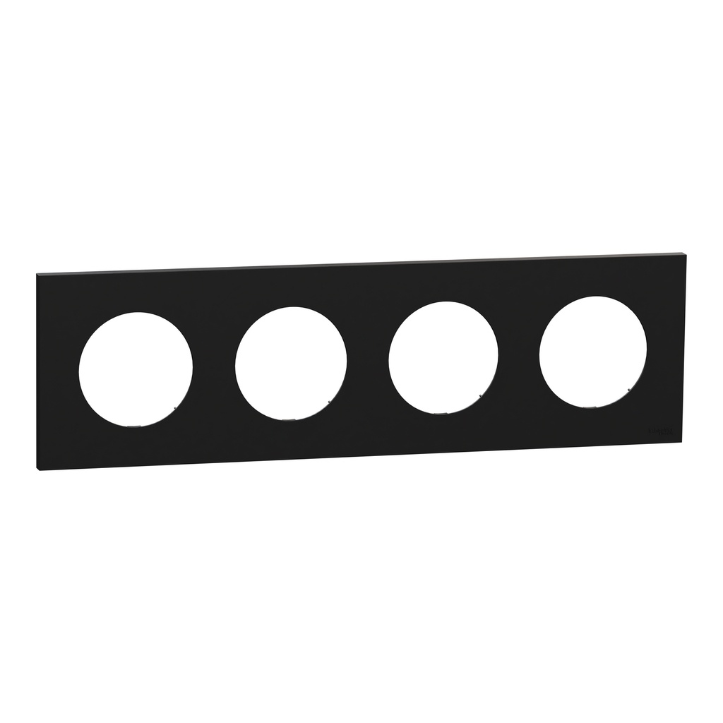 Odace - plaque de finition 4 postes - couleur Noir onyx