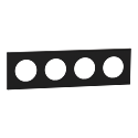 Odace - plaque de finition 4 postes - couleur Noir onyx