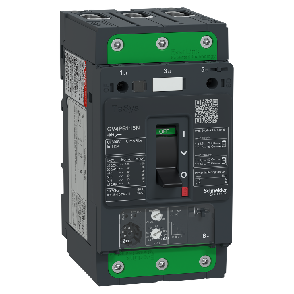 TeSys GV - disjoncteur magnéto-thermique - Ul -In 115A - 50kA - Everlink