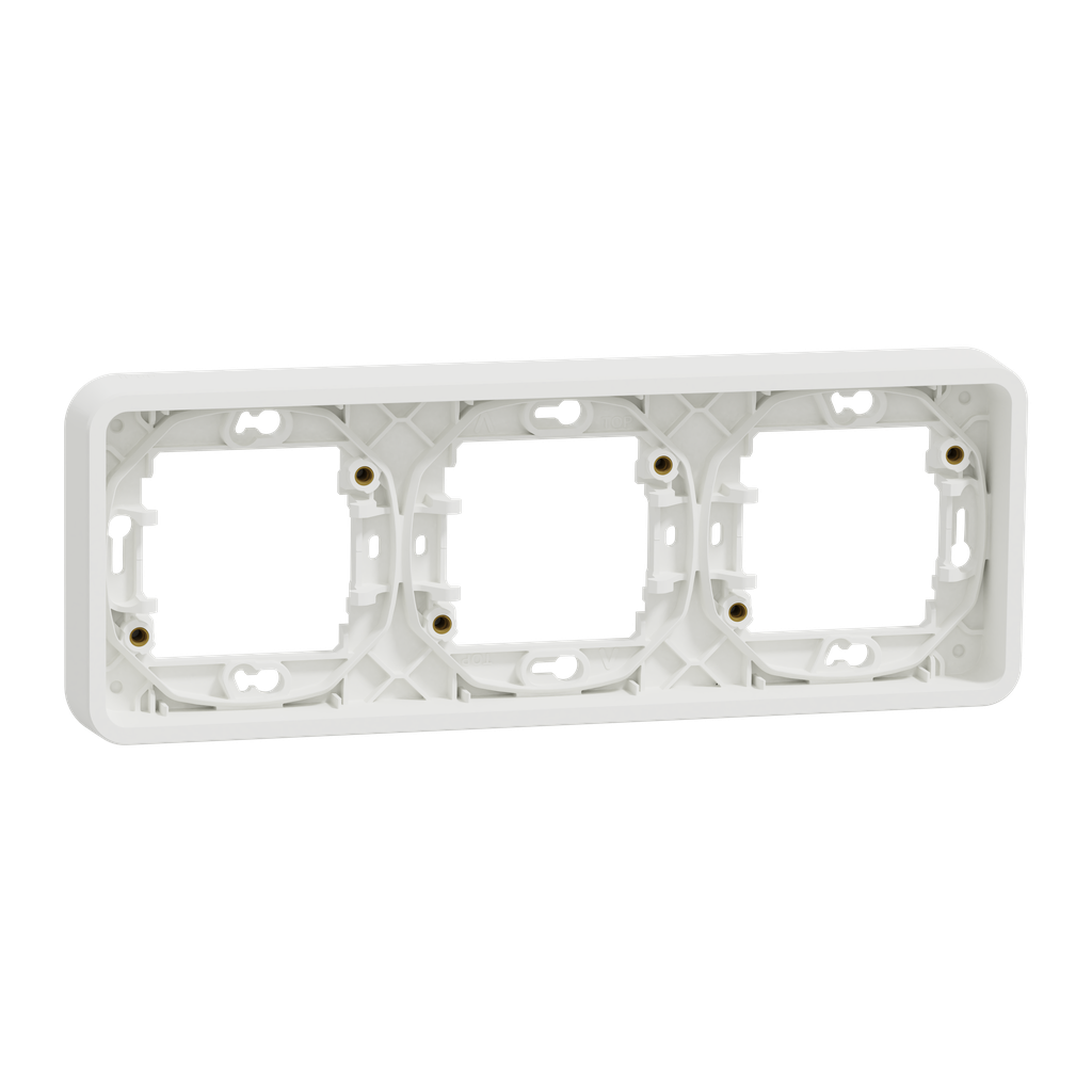 Mureva Styl - Cadre 3 postes horizontal - encastré - IP55 - IK08 - blanc