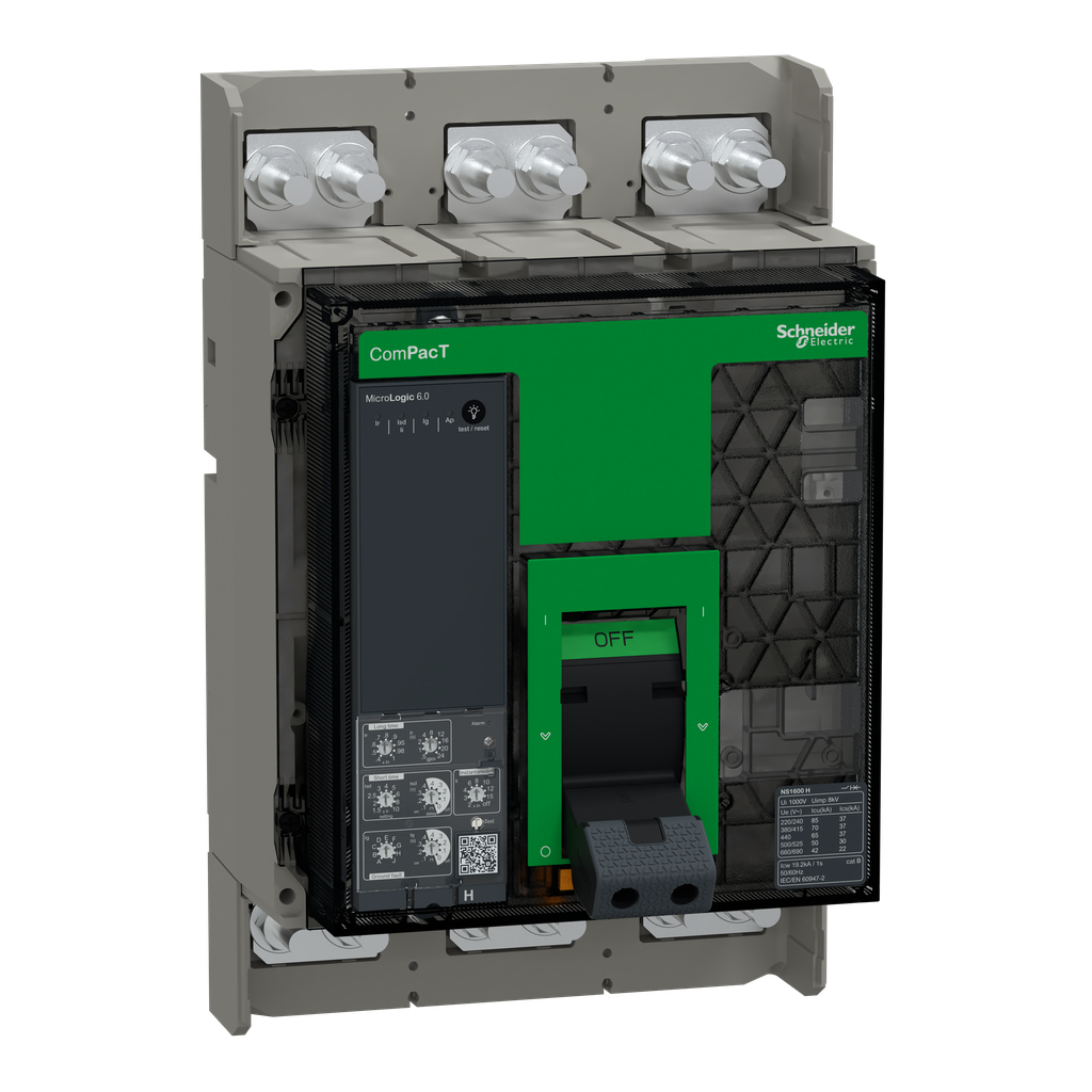 ComPacT NS1600H - disjoncteur - MicroLogic 6.0 1600A - 3P - 70kA - fixe - manuel