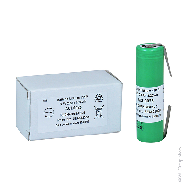 Accumulateur(s) Accus Lithium-Ion INCR18650-25R HD 1S1P 3.7V 2.5Ah T2 (25mm aprè