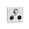 Unica - prise TV + FM + SAT - 2 mod - Blanc - méca seul