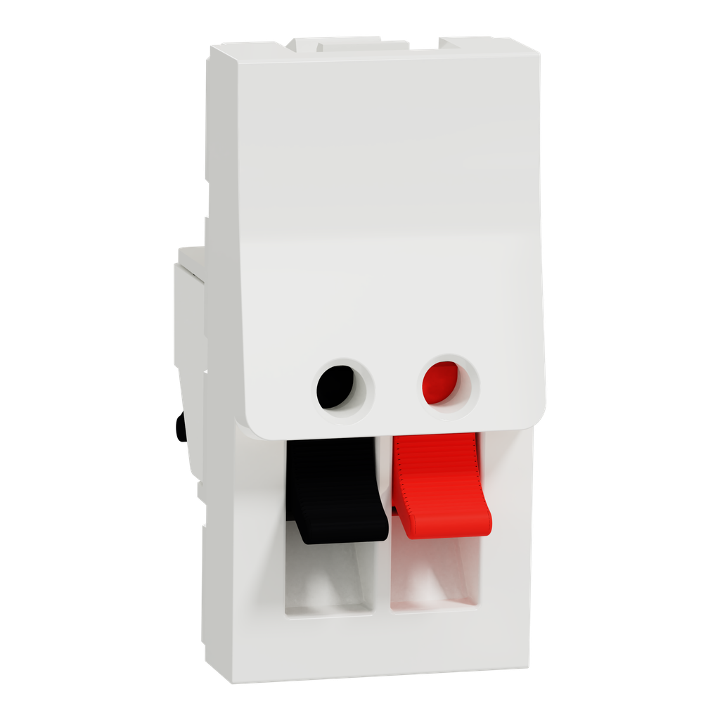 Unica - prise haut-parleur 1 sortie rouge + noir - 1 mod - Blanc - méca seul