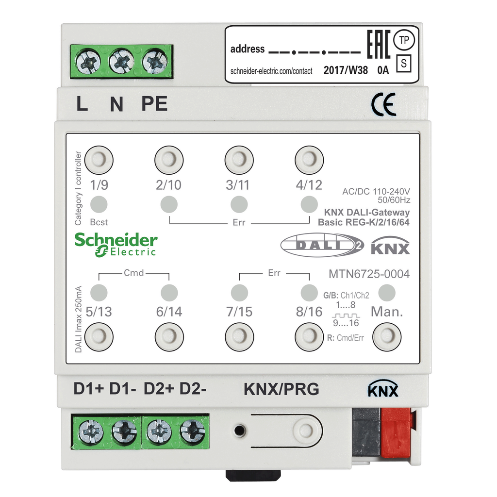 KNX - actionneur éclairage avec interface DALI - 2L - 32G - 128 ballasts