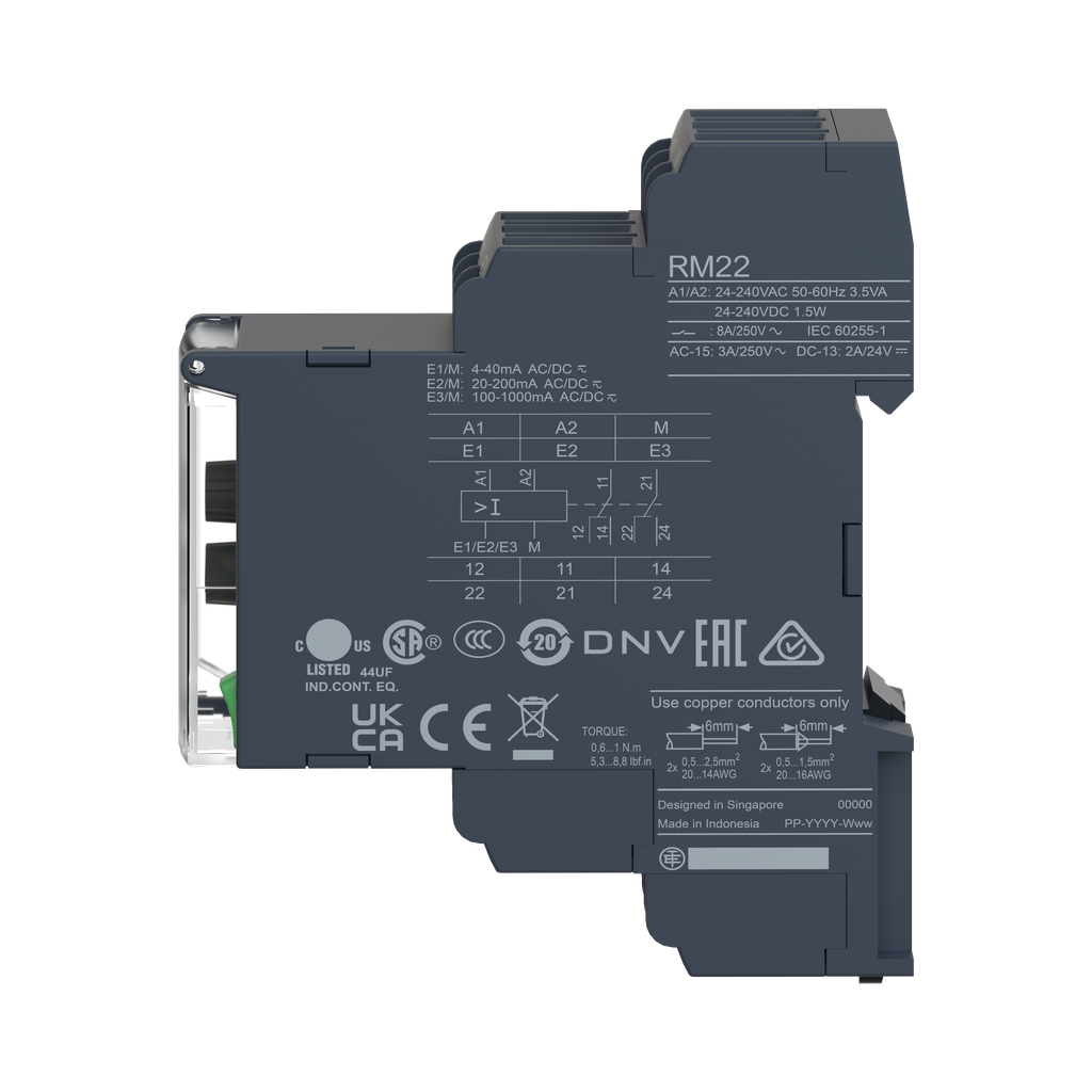 Harmony Control RM22 - relais sur-tension - 15V à 500V - 2OF - 24 à 240Vca/cc
