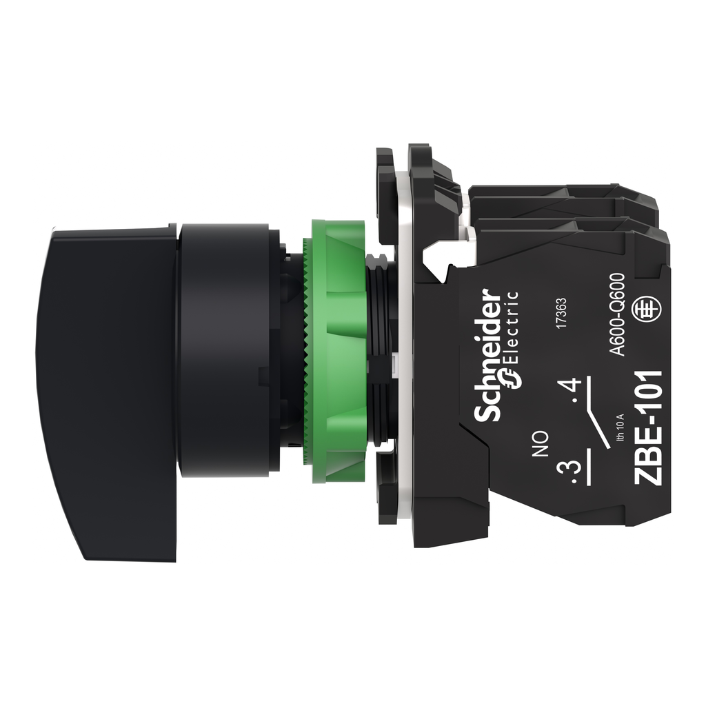 Harmony XB5 - bouton tournant à crosse - Ø22 - 3 pos rap C - noir - 2F - vis étr