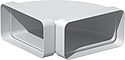 Coude 90° horizontal PVC rigide, rectangulaire 55 x 220 mm, gamme TUBPLA