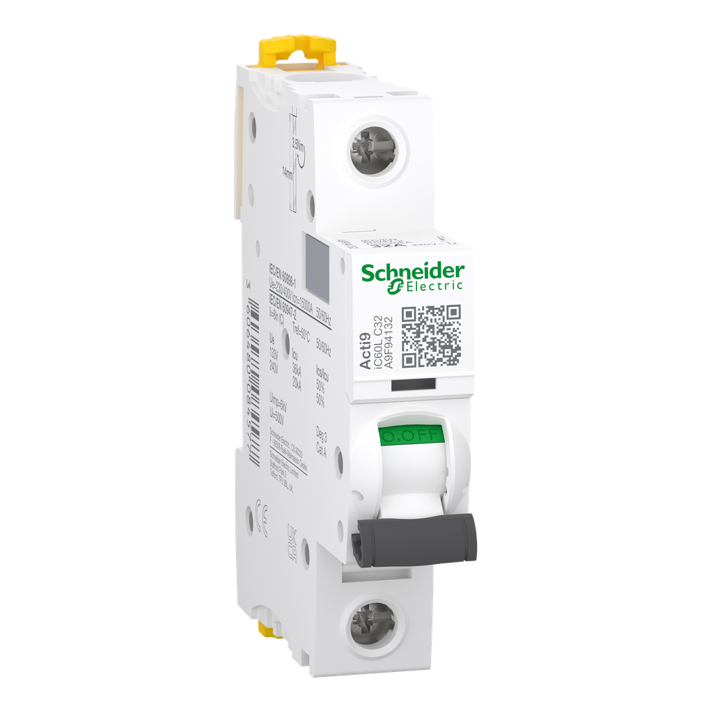 Acti9 iC60L - Disjoncteur - 1P - 32A - Courbe C - 230Vac - 15000A/20kA