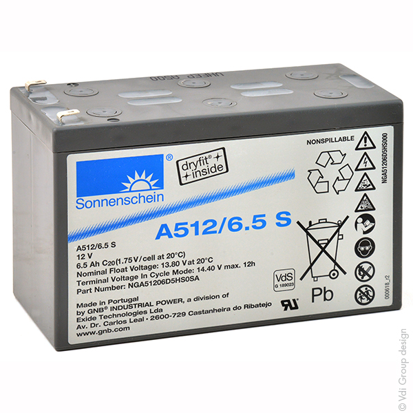 Batterie(s) Batterie plomb etanche gel A512/6.5S 12V 6.5Ah F4.8
