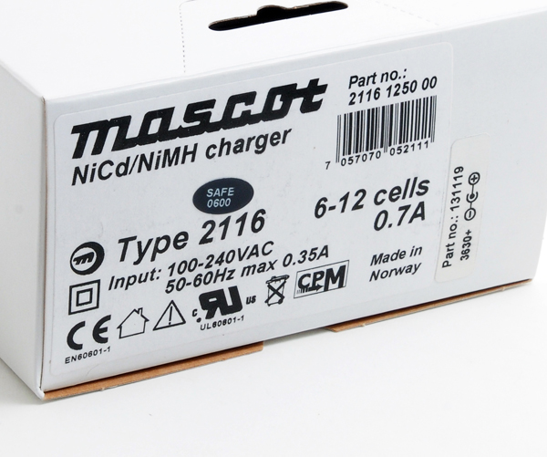Unité(s) Chargeur NiCd/NiMH 6 à 12 cellules/0.7A 110-230V Mascot 2116
