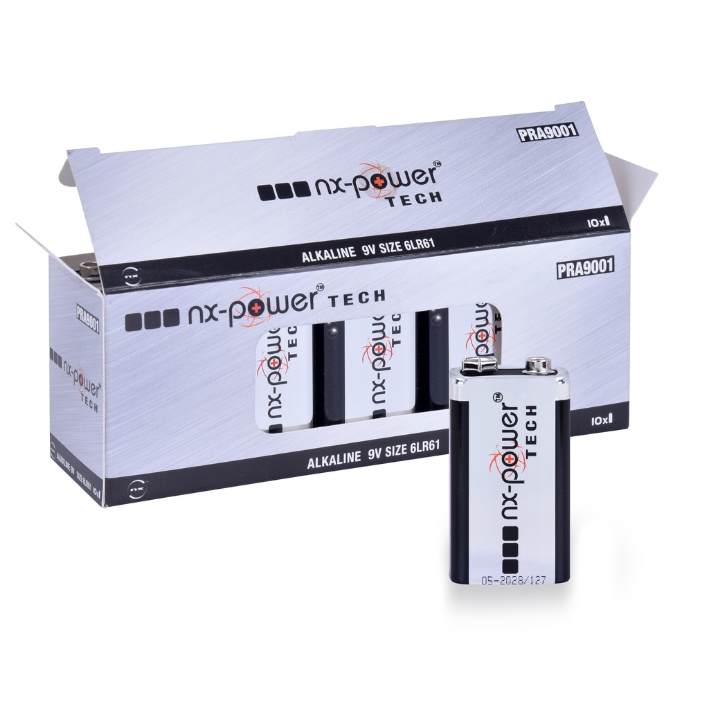 Boîte(s) de 10 Pile alcaline 6LR61 Nx-Power Tech 9V 680mAh