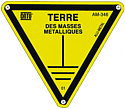 Pancarte triangulaire en alu. (ep. 0,5 mm) pour identification terre masses.