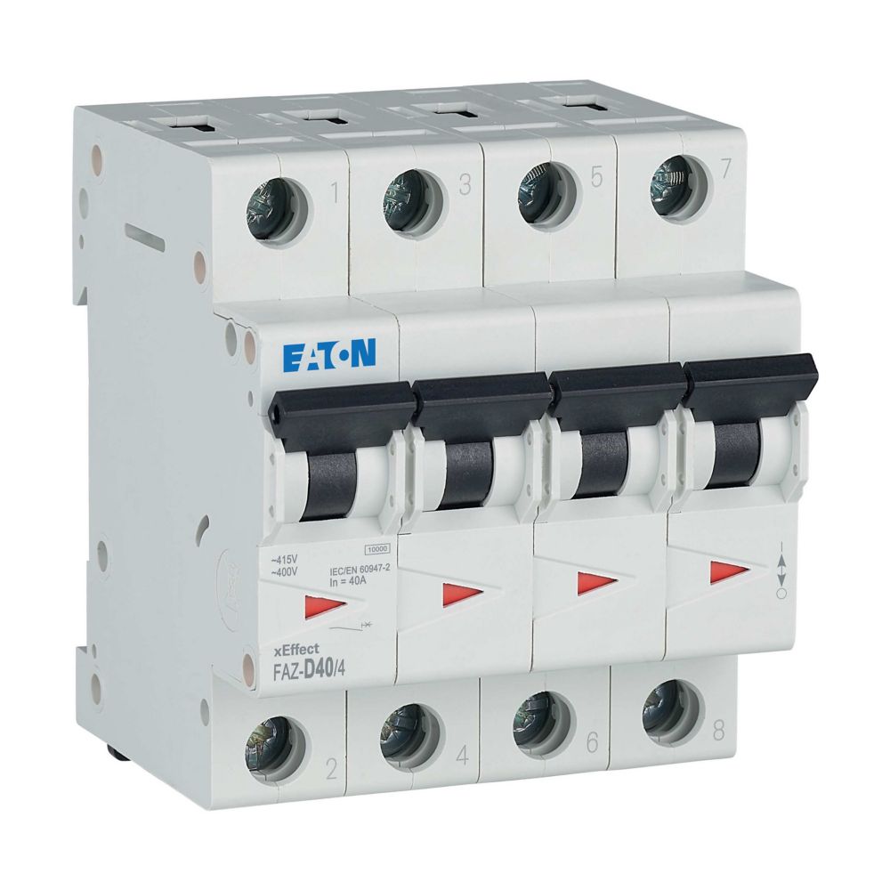 Disjoncteur modulaire FAZ, 40A, 4P, 15kA (IEC/EN 60947-2), courbe D