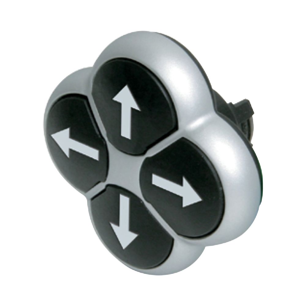 Bouton-poussoir 4 positions, noir/gris, verrouillé, titan