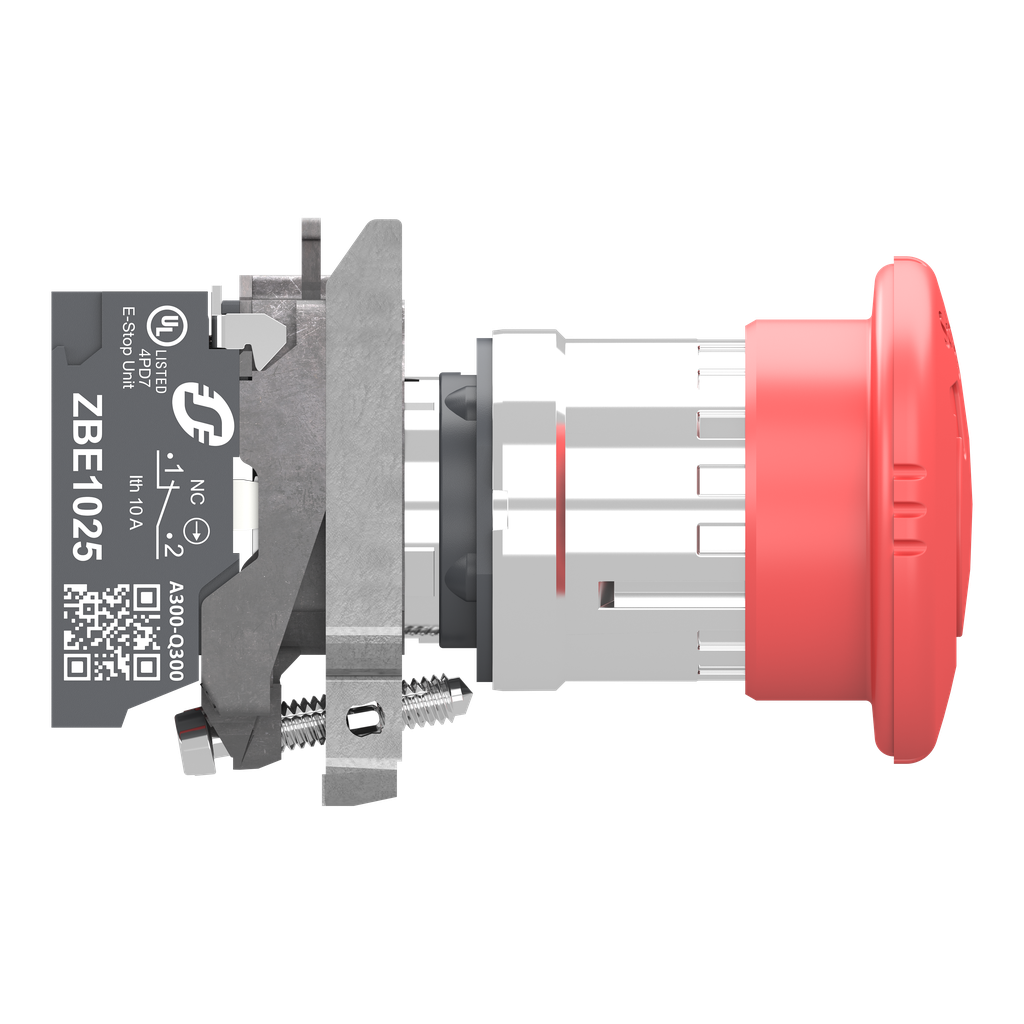 Harmony XB4 - bouton arrêt urgence - Ø40 - pousser tourn - 2O+1F - Push In