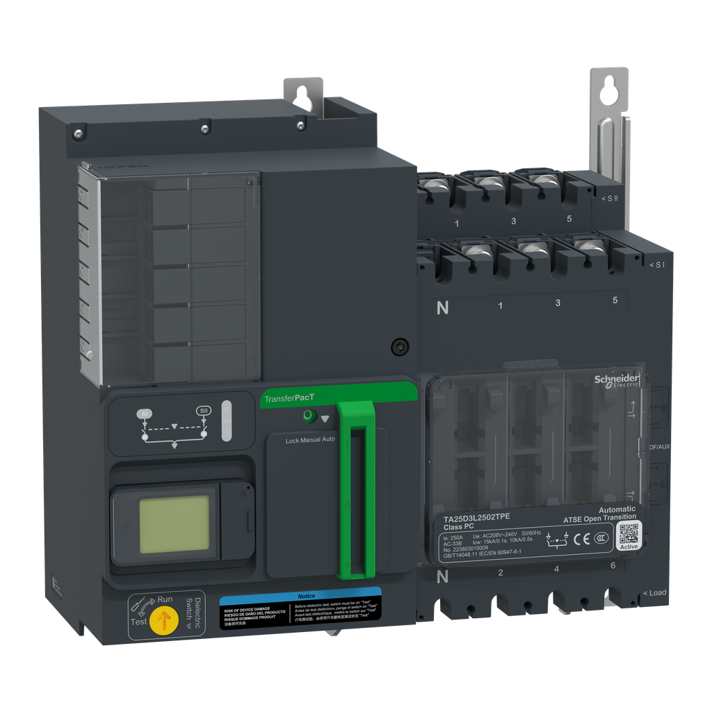 TransferPacT Active TA250 - inverseur de sources - LCD - 250A - 3P - 208Vca