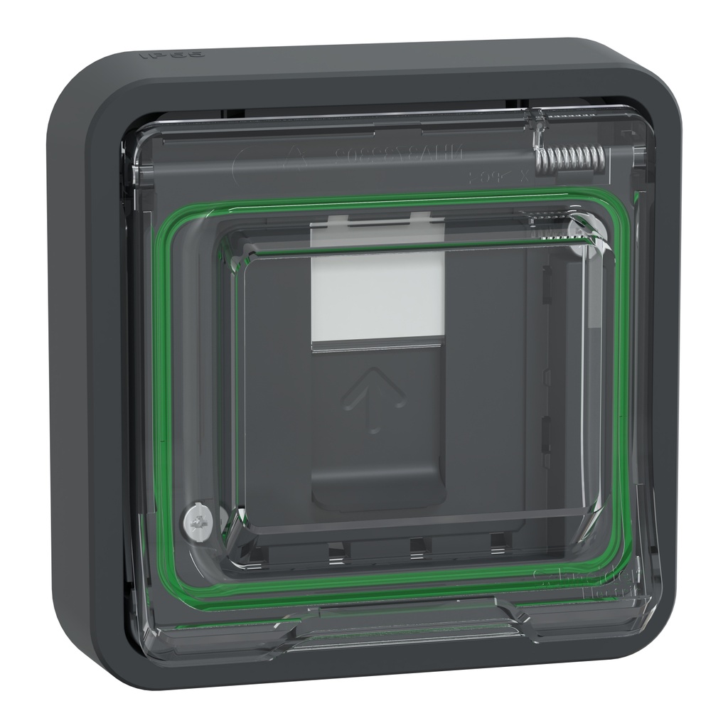 Mureva Styl - Prise RJ45 cat 6A blindé - complet encastré - IP55 IK07 - gris