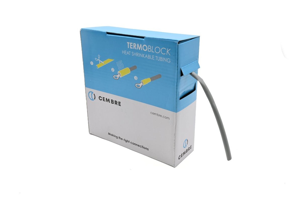 Gaine thermo 2:1 en cassette 4,8 mm av. rétreint L 10 m grise